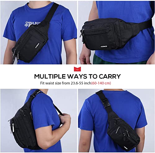 CXWMZY Fanny Packs For Women & Men Waist Pack Hip Bum Bag with Multi-Pockets Large Capacity Waterproof Casual Bum Bag for Disney Traveling Casual Cycling Running Hiking - color: Black