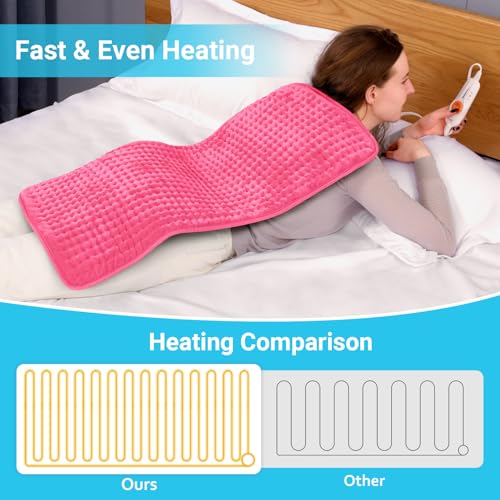 Boileau Electric Heating Pad for Back Relief, Extra Large 17"x33" XXXL - color: Pink