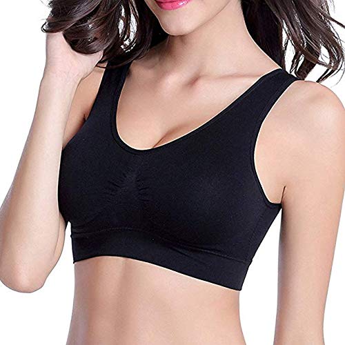 Boolavard Women's Seamless Sports Style Bra Crop Top Vest Stretch Shapewear - color: 4 X Black, size: Large