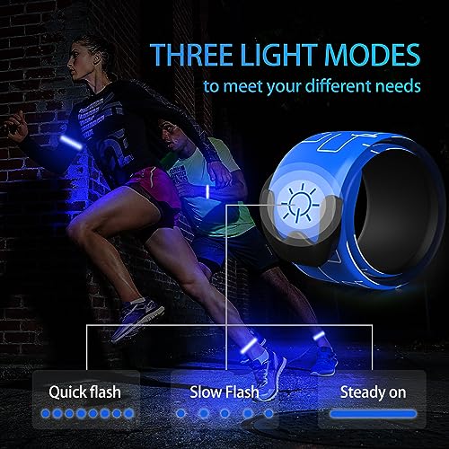 2 Pack LED Armband - Rechargeable Running Lights with Reflective Gear, High Visibility LED Wristband Lights - color: blue