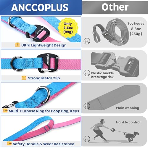Hands Free Dog Leash, Ultra-Light Crossbody for Walking, Aqua Pink - color: Aqua Pink