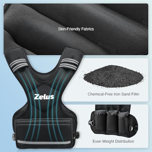 ZELUS Weighted Vest for Men Women,Adjustable 4-32lb Vest, Removable Weights - color: Black, size: 20-32 lb.