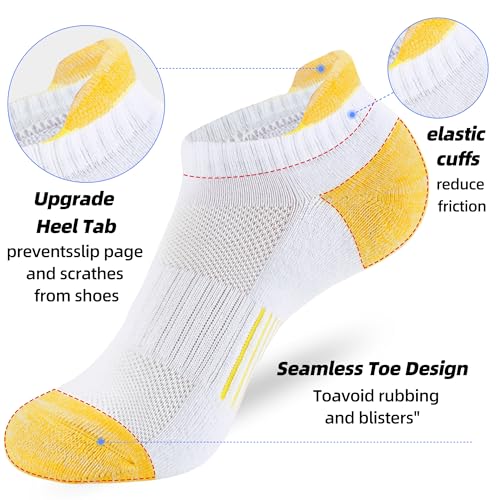 ATBITER Women's Ankle Socks Cushioned Running Athletic No Show Socks-6Pairs - color: 6pairs 6white-cute, size: 6-8