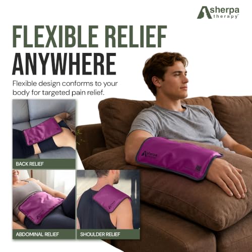 Medium Flexible Gel Ice Packs Reusable - Hot and Cold Soft Ice Packs for Injuries Reusable for Ankle, Arm, Foot, Leg, Back Pain Relief - 8" x 12" - Purple - size: Medium, style: Purple