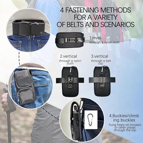 Nylon Phone Holster with Zipper Pocket, Belt Clip Pouch for iPhone 17 16 15 14 Pro Max & Plus