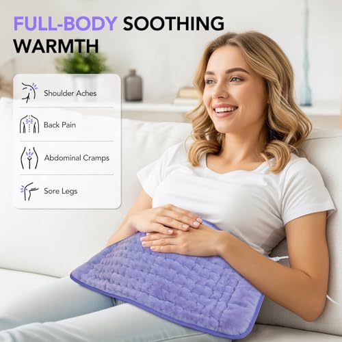 Heating Pad for Back Pain Relief - 24"x12" Electric Heating Pad - size: 12"X 24"-Purple