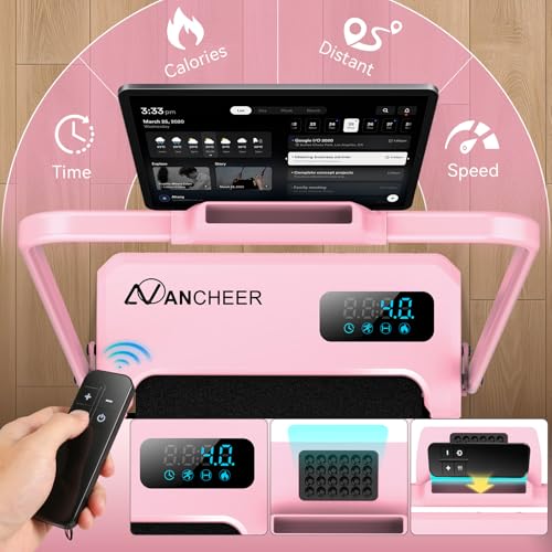 ANCHEER Walking Pad with Incline - Under Desk Treadmill with Handle Bar - color: Pink Rose Gold