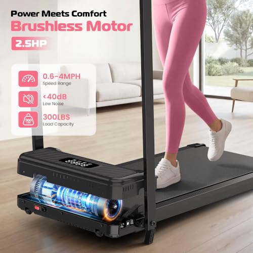 ANCHEER Incline Walking Pad with Handle Bar, Foldable Treadmill-Home/Office - color: 09-Black