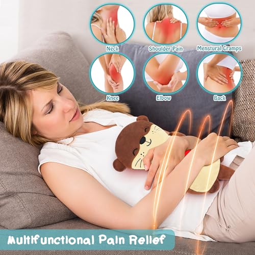 Otter with Heart Microwavable Heating Pad for Period Cramps Pain Relief - style: Otter hold heart