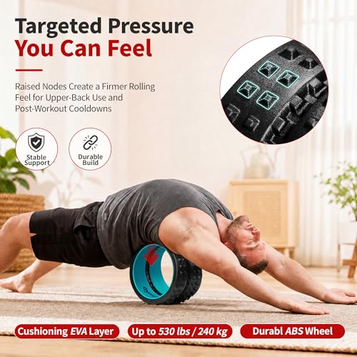 GymCope 10 Inch Back Roller, Foam Roller for Exercise, Spine-Safe Groove - color: Blue