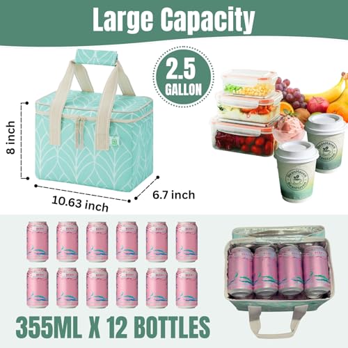 VENO 2 Pack Insulated Lunch Bags, 12 Can, Water-Resistant, Evergreen - color: Evergreen, size: 10.63"W x 8"H x 6.7"D - 2 Pack