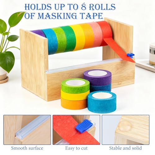 Wood Masking Tape Dispenser,Multi Roll Tape Dispenser Tape Cutter Holder