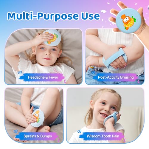samply Small Gel Ice Packs, 4 Mini Reusable Cold Packs with 2 Cute Covers - color: Blue