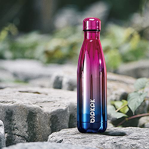 BJPKPK 17 oz Insulated Water Bottle, Stainless Steel Flask, Leak Proof - color: Shining Rose Gold, size: 17 Ounces