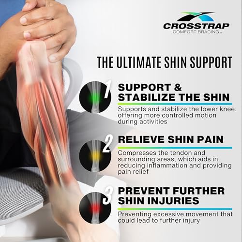 Calf & Shin Supports, Shin Splint Brace | Adjustable Neoprene Shin Splint & Leg Compression Support Strap | for Strains, Injuries, Pain - size: Large (2 Straps)