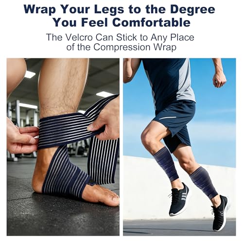 Compression Wraps for Legs Swelling Relief, Adjustable Breathable, 2 Pack - color: Dark Blue, size: 70.87"