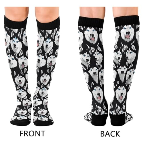 Wusikd Heartbeat Symbol Compression Socks for Women and Men Circulation Black Long Socks for Athletic Running 1 - color: Husky