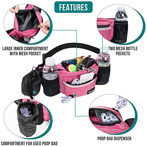 PetAmi Dog Fanny Pack, Treat Pouch for Dog Walking Training, Pink - color: Pink