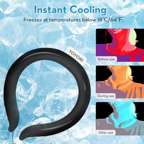 2 Pack Neck Cooling Tube with Insulated Cooling Bag, Reusable PCM Ice Ring - color: Black*2