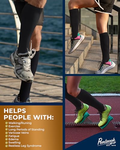 Pembrook 3 Pairs Copper Compression Socks 15-20 mmHg | Graduated Support - color: Black - 3 Pairs, size: X-Large