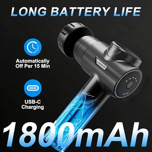 LEERCON Massage Gun with Heat, Deep Tissue Back Massager Gun Gifts for Men - color: E-black