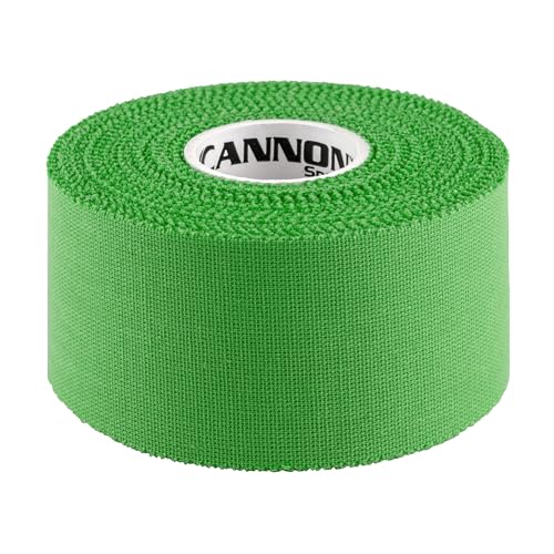Cannon Sports Premium Athletic Tape - 1.5” x 45 Feet Per Roll - Easy Tear, No Sticky Residue, Very Strong, Hypoallergenic and Latex Free- Ideal for Sprains, Strains, First Aid – 1 Roll (Green) - color: Green