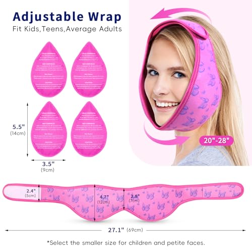 Wisdom Teeth Ice Pack Head Wrap for Pain Relief - Cold Hot Therapy for Face - color: Pink