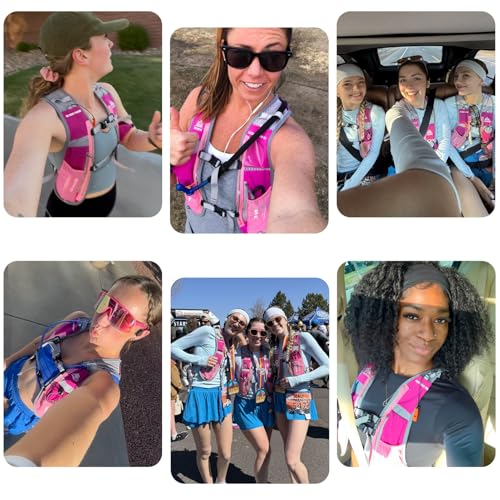 Azarxis Running Water Bottles Flask BPA Free Leakproof Hydration Vest Packs Waist Belt Replacement for Triathlon Marathon Hiking Cycling Climbing Runner - color: #4 Rose Red (5L) with a 1.5L Hydration Bladder