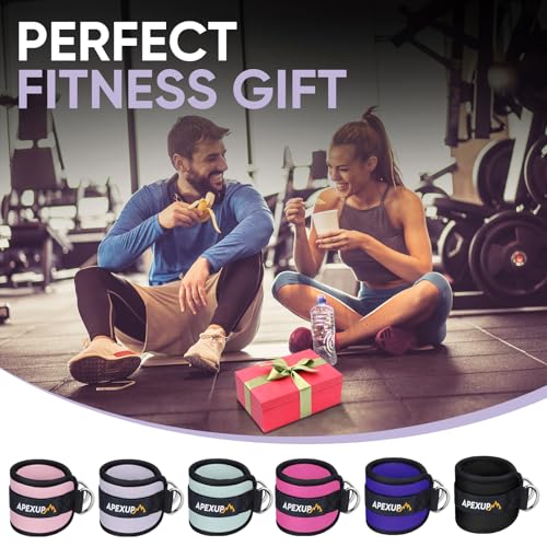 APEXUP Ankle Strap for Cable Machine, Ankle Resistance Bands, Cable Kick Back Ankle Straps for Gym, Glute Workouts, Leg Extensions, Adjustable Straps with Neoprene Padding - color: Pastel Purple, style: Pair