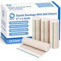Vakly Elastic Bandage Wrap 6'' x 5 Yds, Self-Closure Compression Roll 10 Pk - size: 6 Inch (Pack of 10)