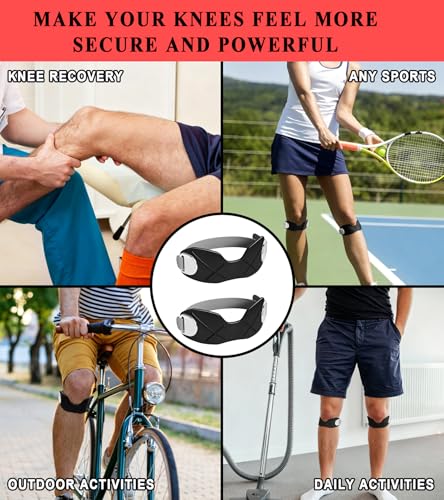 2 Pcs Silicone Patellar Tendon Support Strap, Knee Brace for Knee Pain Relief, Patella Band for Basketball, Jumpers Knee, Tendonitis, Running (Black) - color: Black