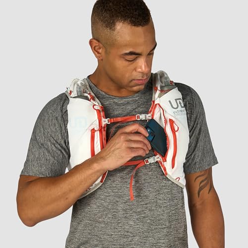 Ultimate Direction Adventure Vest | 17 Liter Capacity Hydration Pack for Running, Hiking & Fastpacking - Includes 2 Soft Flasks - color: White, size: Small
