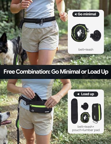 Pecute Hands Free Dog Leash for Small Dogs, Waist Belt with Pouch, No Pull - color: Black, size: S(11-33lbs)