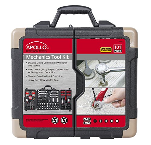 Apollo Tools 101 Piece SAE and Metric Mechanic Tool Set, Black DT0006
