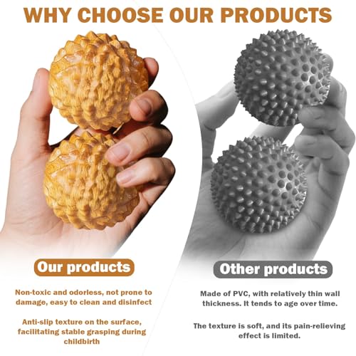 2pcs Wooden Massage Balls for Labor, Acupressure & Hand Massage