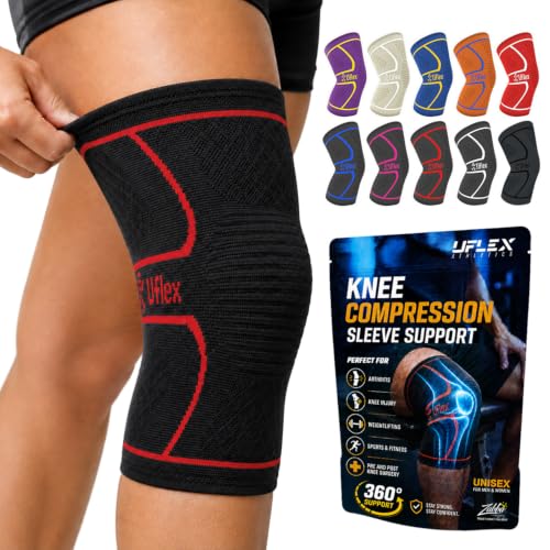 UFlex Athletics Knee Brace Sleeve Men & Women - color: Red