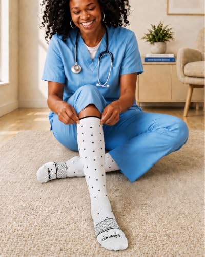LYCRA® Compression Socks for Women,20-30 mmHg - color: Pink Bow, size: Large-X-Large