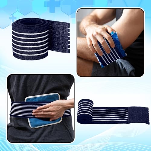 Geiserailie Ice Pack Strap Stretchable, 4 Size Elastic Reusable Ice Belt Extender, Adjustable Hook and Loop Extension Straps Add Length to Most Hot Cold Therapy (4 Pcs,Blue) - color: Blue