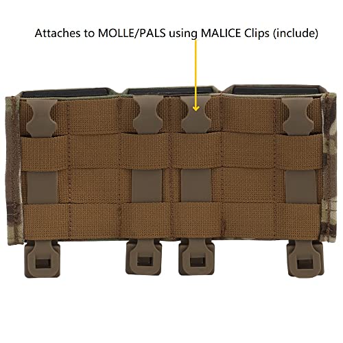 Triple Molle Mag Pouch 5.56 Tactical Open Top Magazine Holder Carrier with Quick Release Magazine Pouch Insert - color: CP