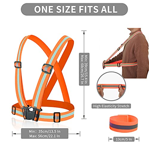 Reflective Vest - Running Vest Reflector, Reflective Running Vest with Safety Straps, High Visibility Reflector - color: E-10pcs Orange Vests