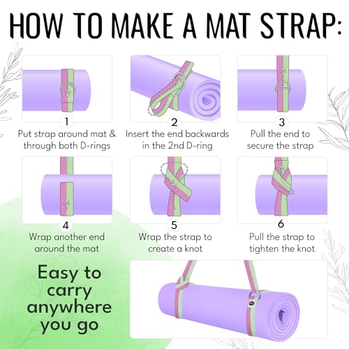 TECEUM 2 IN 1 Yoga & Mat Strap for Stretching – Cotton – 6/8/10 ft - color: Lavender Green, size: 8 ft