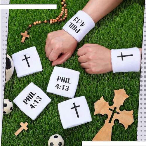 Misdary 6 Pair Cross Wristband Baseball Drip Football Accessory - color: White