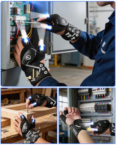 KlikKlak 2-in-1 Rechargeable LED Flashlight Gloves with Magnetic Wristband