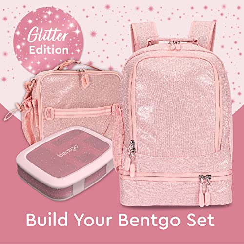 Bentgo Kids 2-in-1 Backpack & Insulated Lunch Bag with Padded Straps - color: Glitter Edition - Petal Pink, size: Kids Large