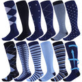 Shyyween 12 Pairs Men Knee High Compression Socks - size: Large, style: Minimalist
