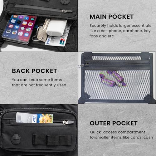 Running Chest Pack with Light, Chest Packs for Phone Holder, Edc Bag for Running, Lightweight Extra Storage Sports Chest Pouch for Runners Cycling Motorcycle Hiking