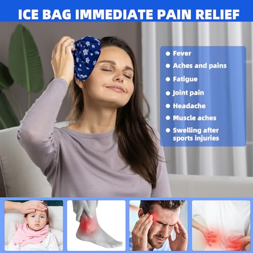 Ice Bags for Injuries Pain Relief, Elastic Breathable Reusable Ice Pack for Hot & Cold Therapies, No-Leak Ice Pack Bag Can Relieve Headaches, Migraines, Sports Injuries Swelling Pain, 3 Sizes