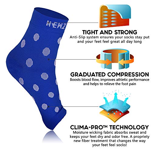 NEWZILL Plantar Fasciitis Socks Arch Support Foot Care Compression Sleeve - color: Blue With White Polka Dots, size: XX-Large