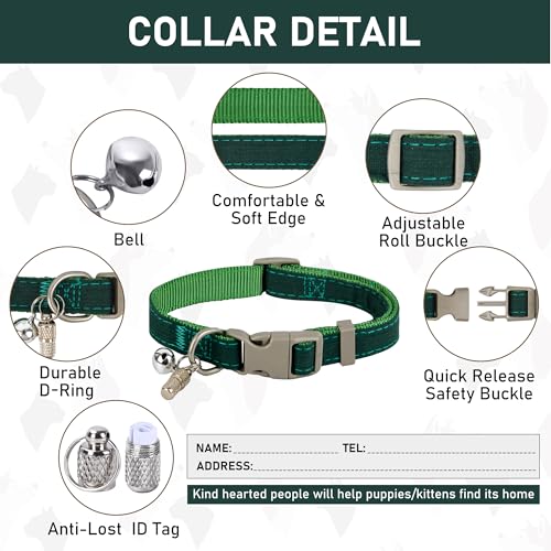 GAMUDA Small Pet Harness Collar and Leash Set, Step in No Chock No Pull Linen Fabric Soft Mesh Dog Vest Harnesses Reflective for Dogs Puppy Cats Kitten Rabbit (Green, XXS) - color: Green, size: XXS