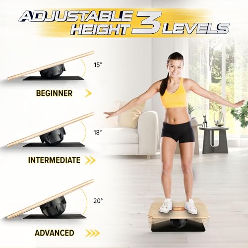 Yes4All Wooden Rocker Balance Board for Balance Training - color: A0. Adjustable Height